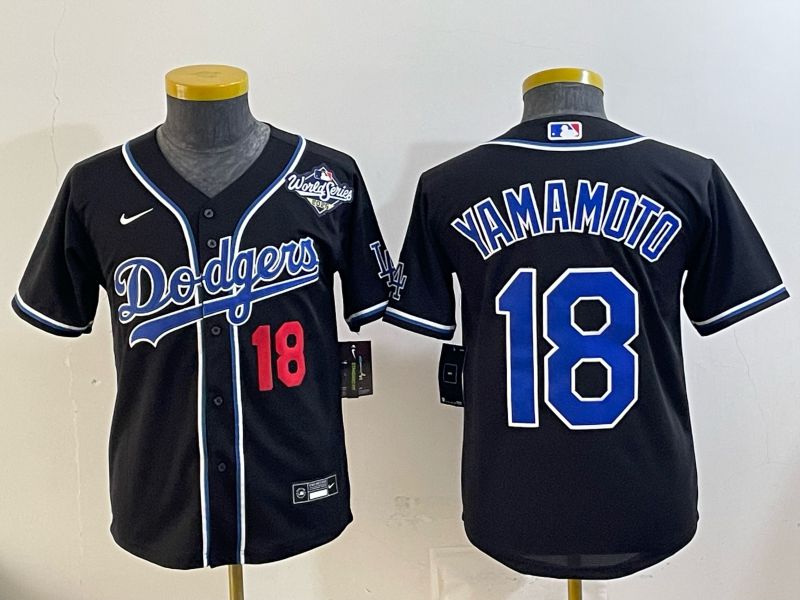 Youth Nike 2026 Los Angeles Dodgers #18 Yamamoto Black Game MLB Jersey 079